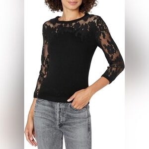 Jenny Yoo Women's Aimee Cashmere Blend Knit Lace Sweater